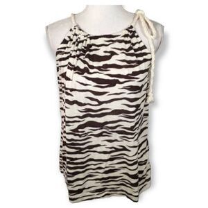 TWENTY ONE CREAM & BLACK ANIMAL-PRINT BLOUSE SZ.M EUC.